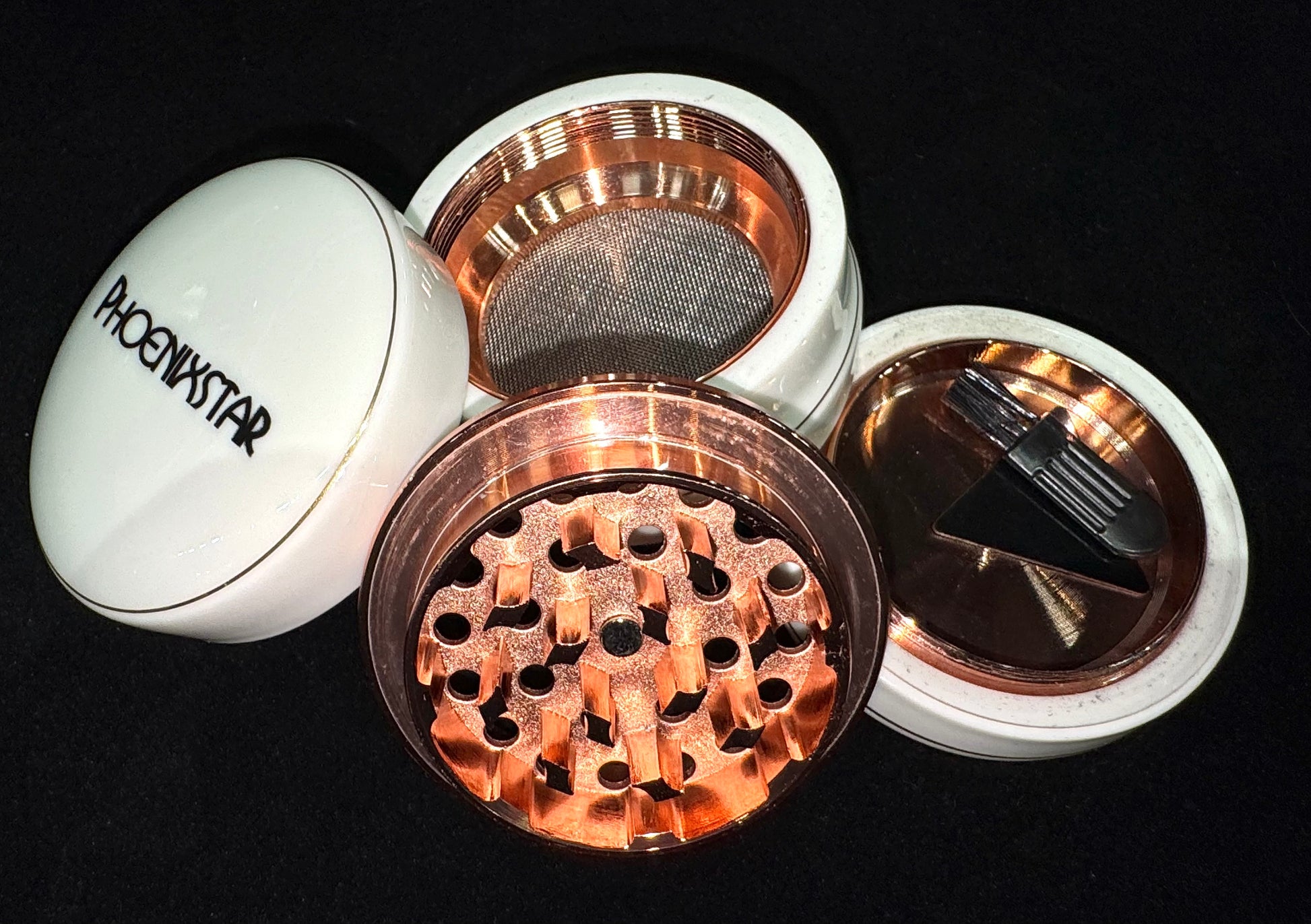 Phoenix Star Ceramic Herb Grinder (Includes Scraper & Brush)- White