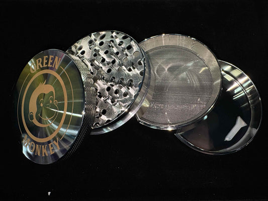 Green monkey XL 4-Piece Herb Grinder – Chrome