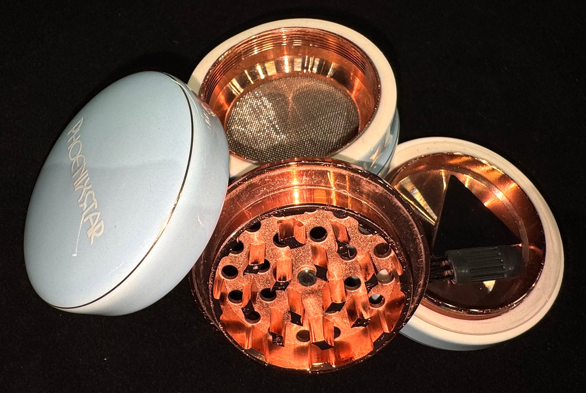 Phoenix Star Ceramic Herb Grinder (Includes Scraper & Brush)- Baby blue