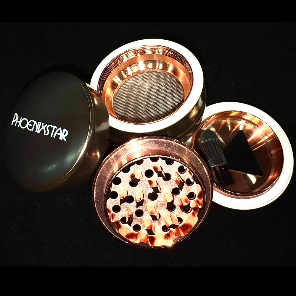 Phoenix Star Ceramic Herb Grinder (Includes Scraper & Brush)- Black