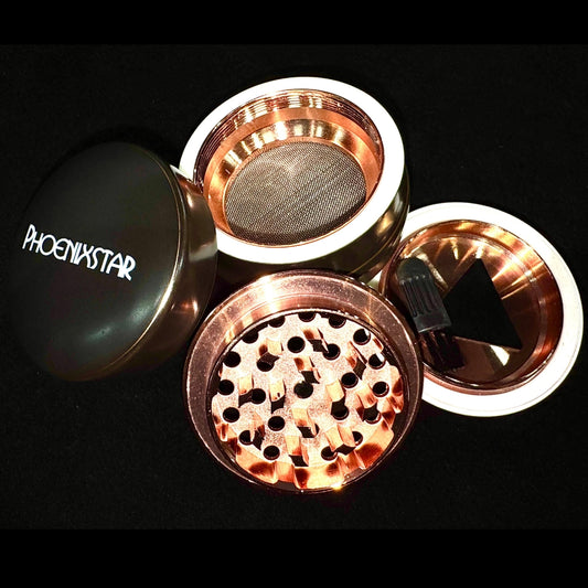 Phoenix Star Ceramic Herb Grinder (Includes Scraper & Brush)- Black