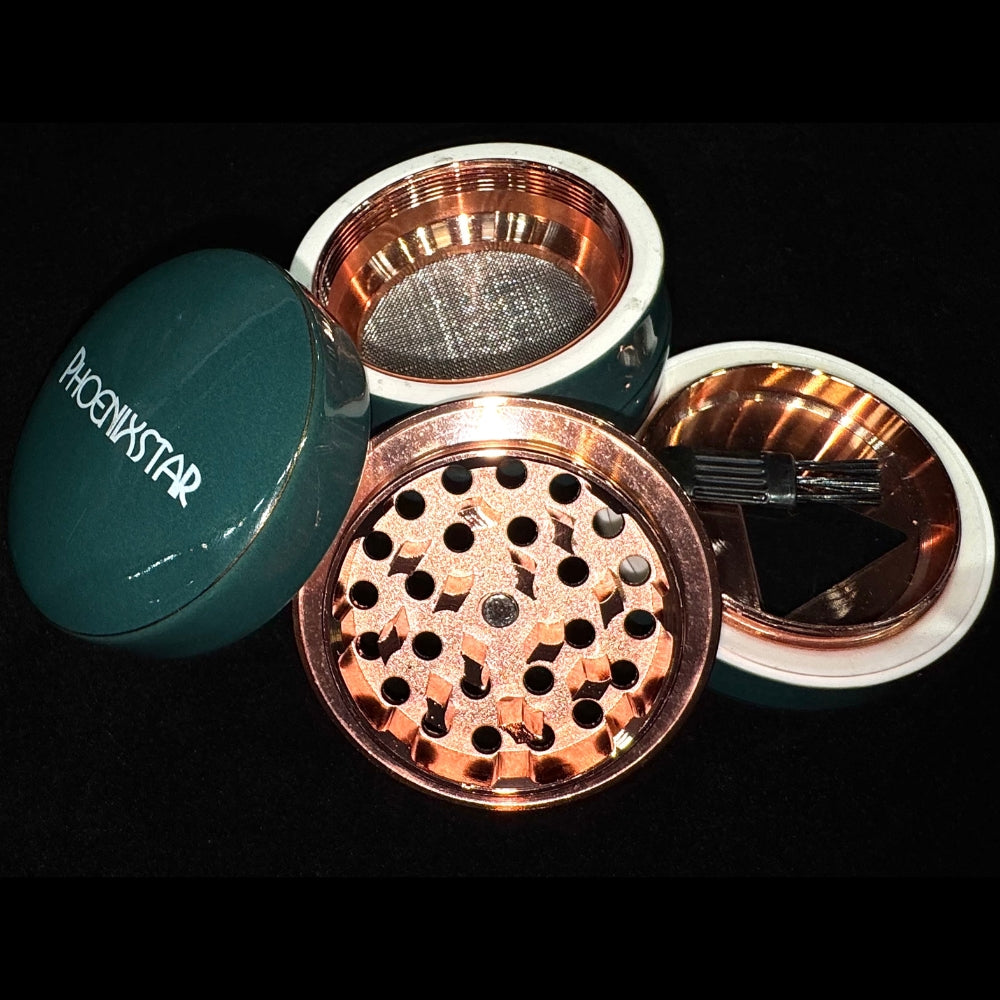 Phoenix Star Ceramic Herb Grinder (Includes Scraper & Brush)- Green