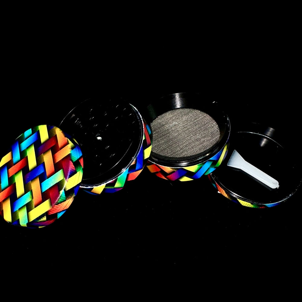 Patterned intertwined colored herb grinder